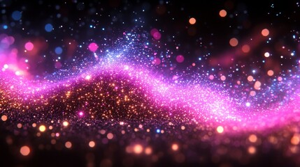 Abstract Glittering Pink and Purple Cosmic Wave
