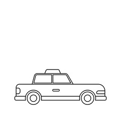 Vector illustration of a car in line art style isolated on white background. Children's car illustration