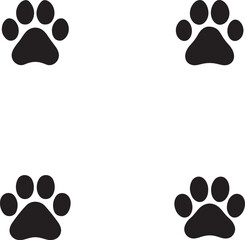 The silhouettes of Cat And Dog paws clipart designs are simple black color on a white background.
