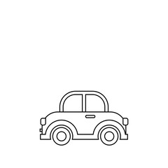 Vector illustration of a car in line art style isolated on white background. Children's car illustration