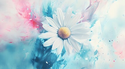 White Daisy Flower on Abstract Pastel Background