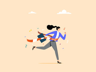 Business winners who achieve goals or celebrate success