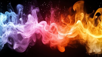 Abstract Colorful Smoke Swirls and Waves Background