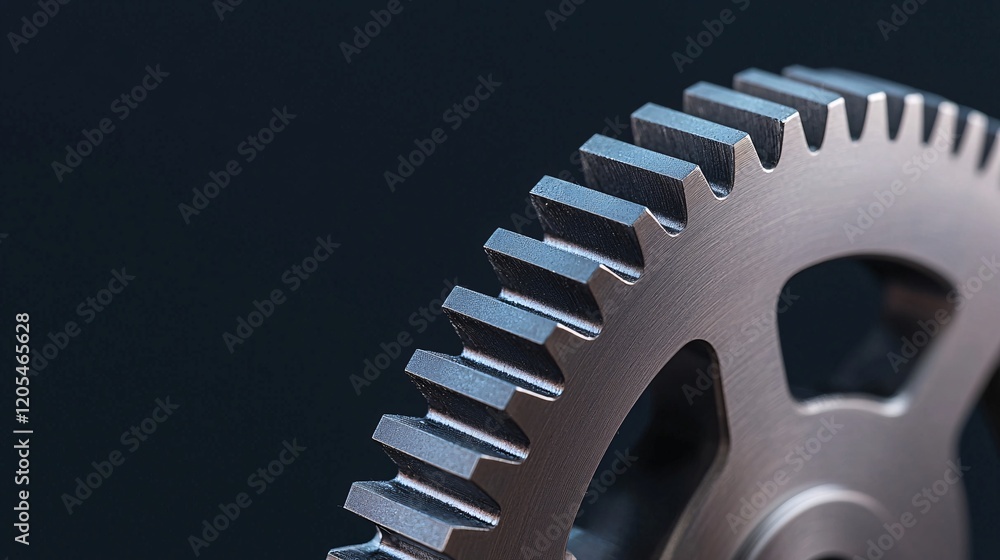 Poster industrial engineering action precision gear mechanism close-up workshop setting photography technic