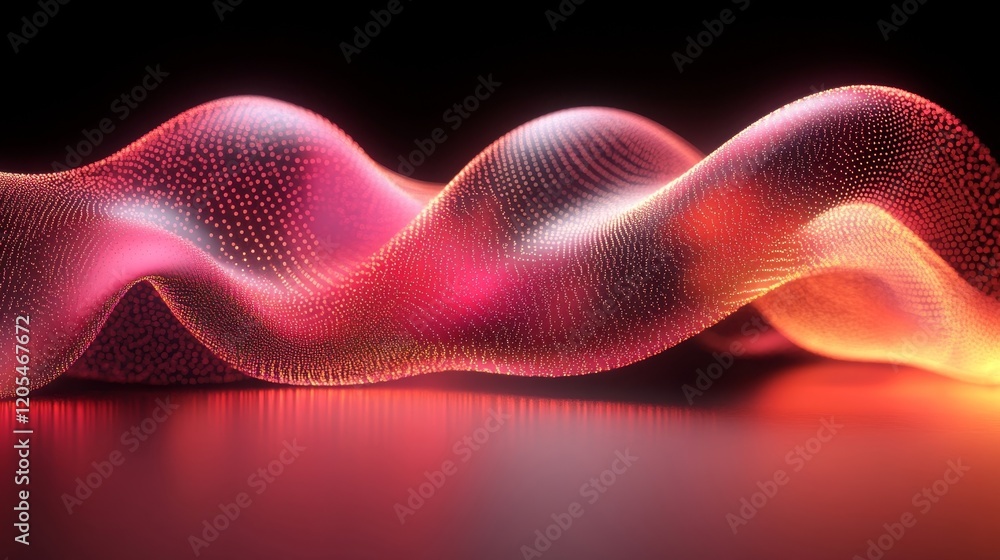 Poster abstract red and orange particle wave background