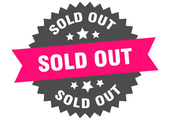 sold out. sold out round pink label isolated on transparent background