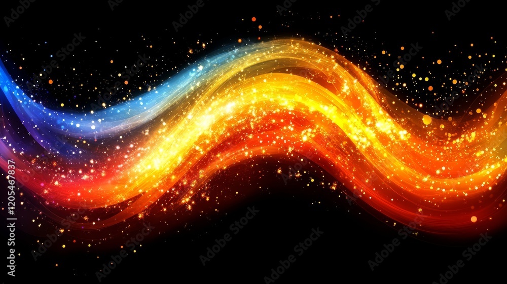 Poster abstract colorful wave with sparkling lights background