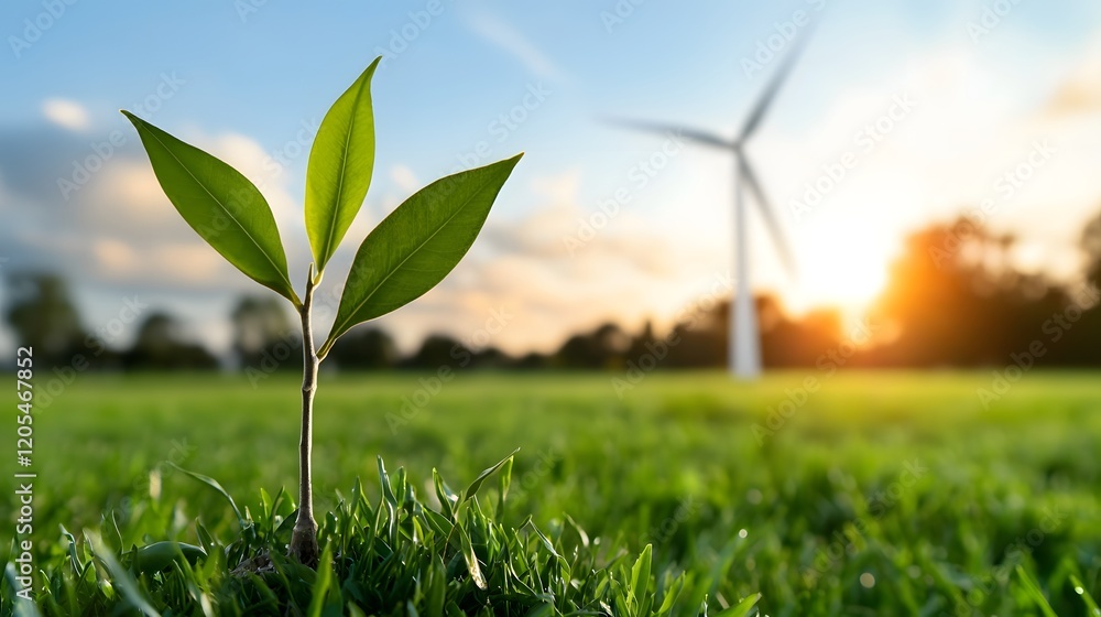 Poster futuristic ai managed energy hub powering an eco friendly smart city with solar panels wind turbines