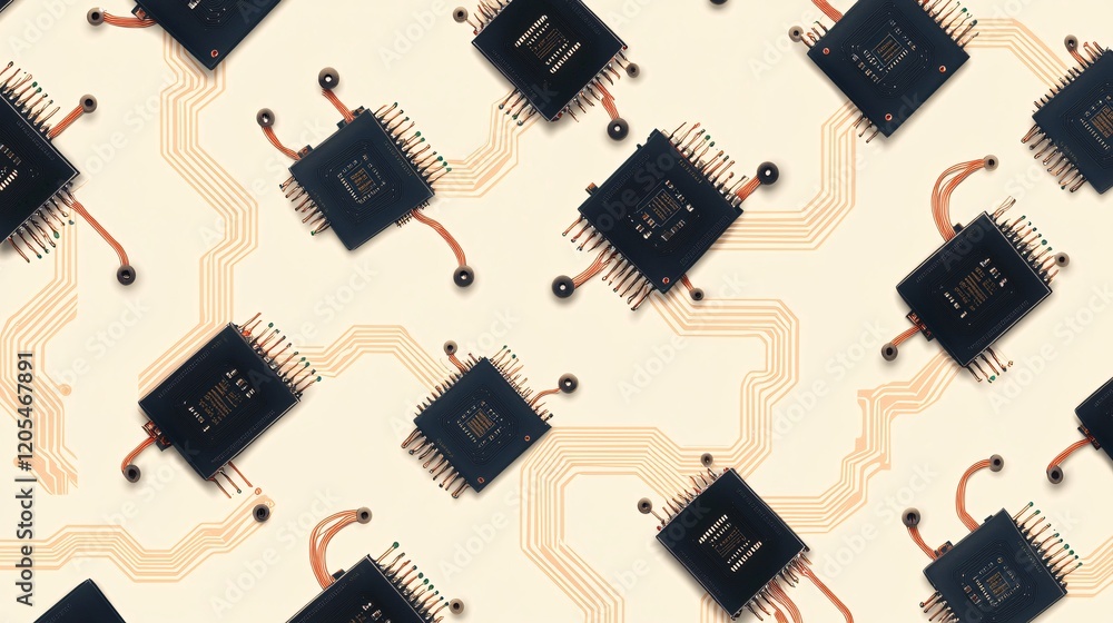 Poster exploring the intricate design of microchips technology lab high-resolution image digital environmen