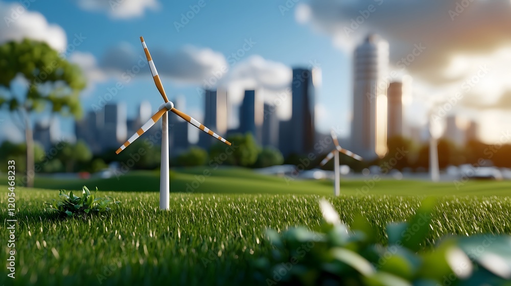 Aufkleber Futuristic Energy Hub Utilizing Intelligence to Optimize the of Renewable and Conventional Power Sources within a Sustainable and Environmentally Friendly Urban Infrastructure