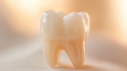 Closeup of a loose milk tooth in focus