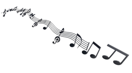 
3d music notes on transparent background