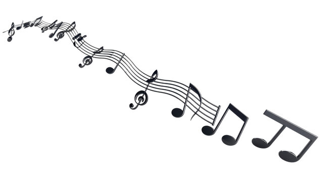 
3d music notes on transparent background