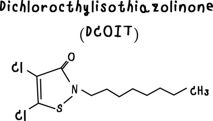 chemical structure of Dichlorocthylisothiazolinone  illustration on transparency background