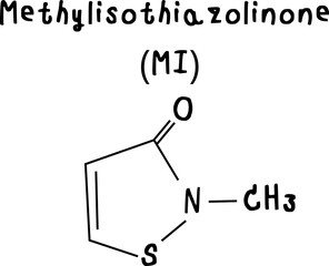chemical structure of Methylisothiazolinone  illustration on transparency background