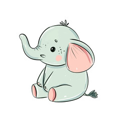 Cute Baby baby elephantWatercolor Illustration Kids' Creative Activities