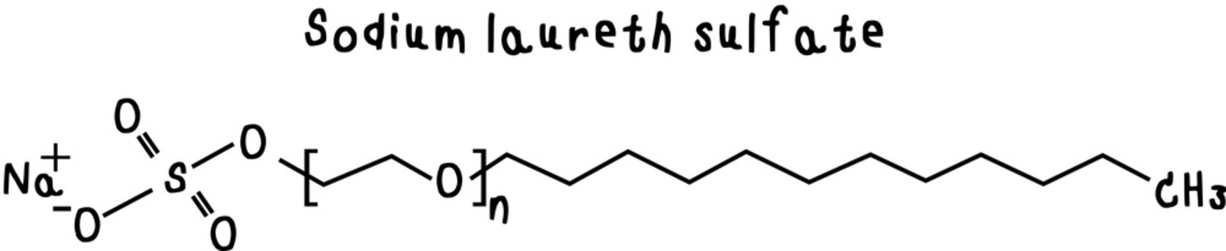 chemical structure of Sodium laureth sulfate illustration on transparency background