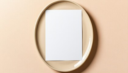 Elegant oval-shaped menu mockup showcasing a minimalist design, perfect for restaurant branding and presentation. A stylish way to display dining options.