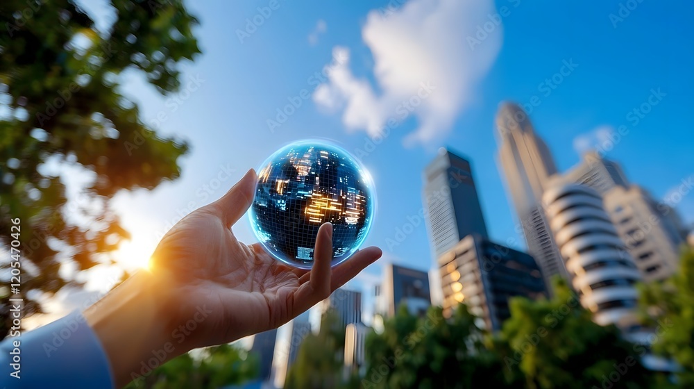 Poster Futuristic Global Port Blending Cutting Edge Shipping Infrastructure and Holographic Technology for an Efficient Connected and Innovative Maritime Logistics Hub of the Future