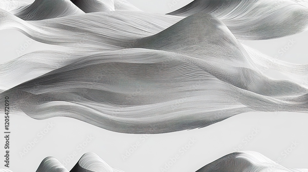Poster abstract grayscale undulating wave forms resembling hills