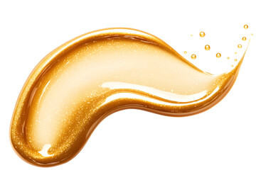 Obraz premium Golden metallic gel or paint smear isolated on white background 