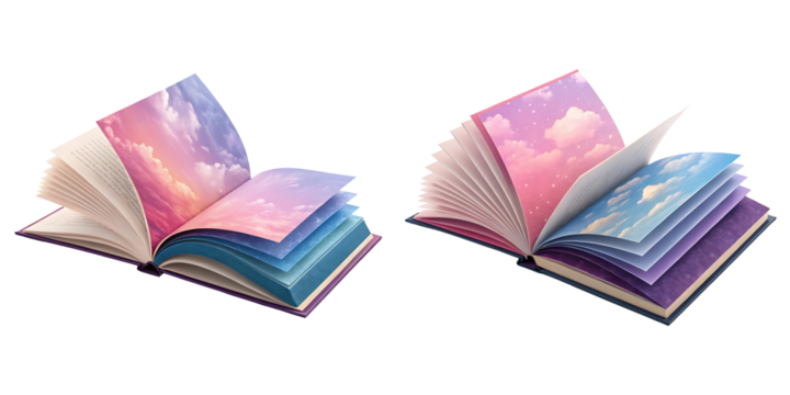 3D open pink book fluid holographic Iridescent icon isolated with transparent background