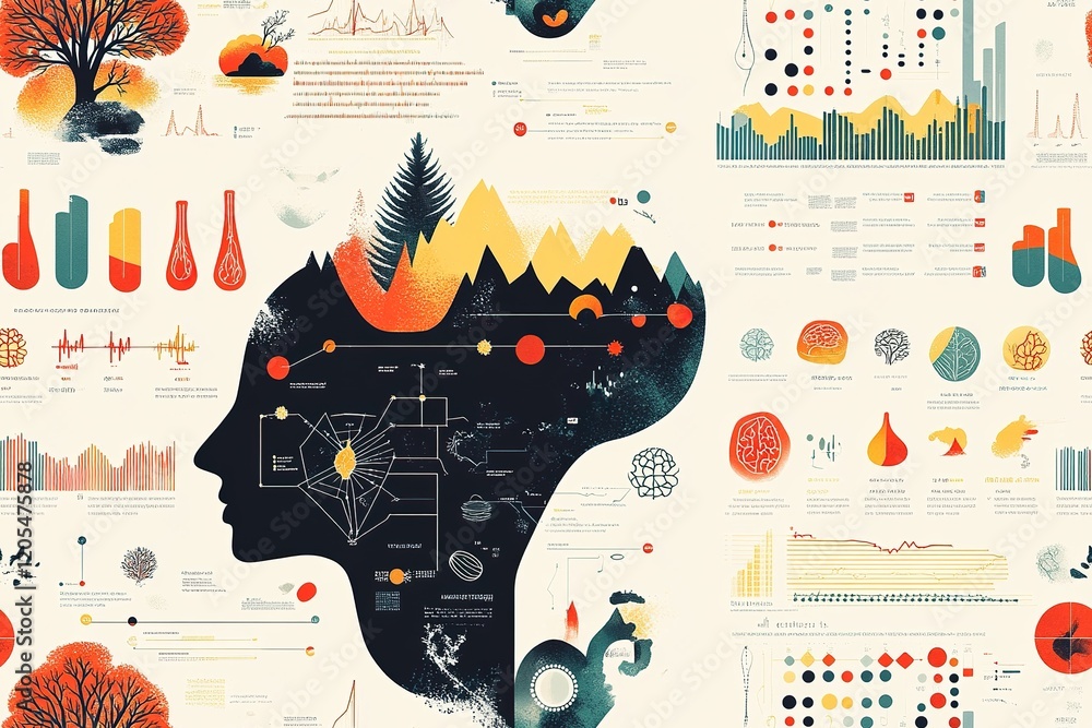 Poster abstract mind map illustrating complex data visualization