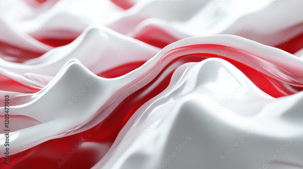 Poster abstract waves of white and red fluid texture for background design