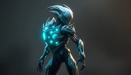 Naklejka premium Futuristic Alien Warrior in Advanced Armor