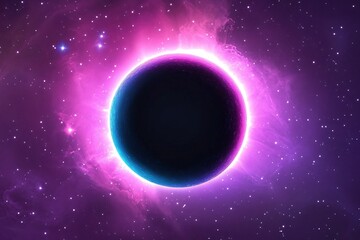 Obraz premium Vibrant Purple Nebula Cosmic Planet Space Art