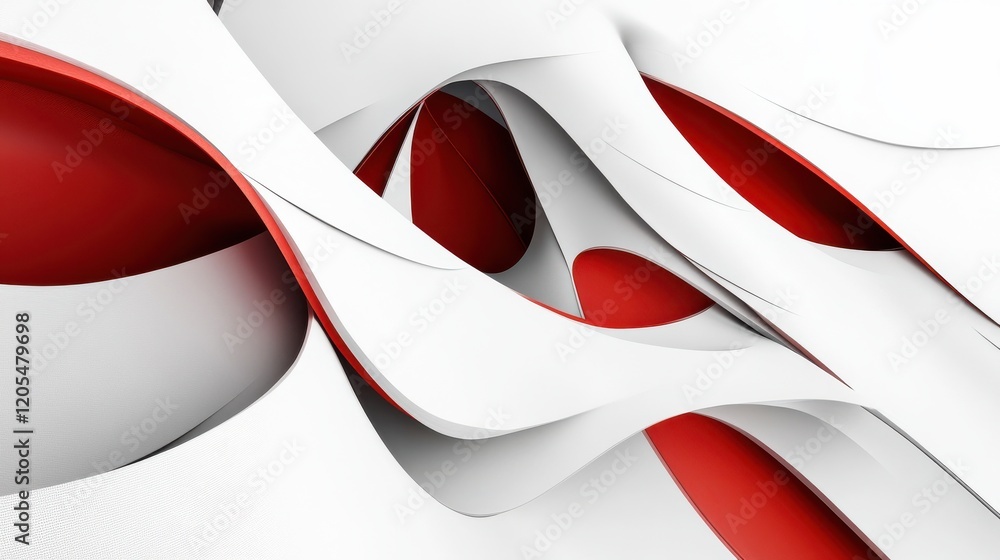 Poster abstract red and white wave background with flowing textures