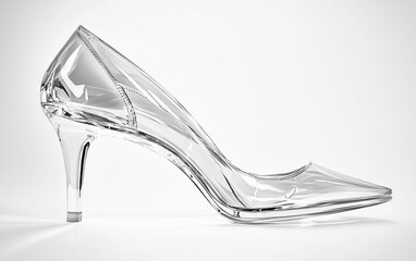 Crystal high-heeled shoe with a pointed toe and glossy finish on a clean white background
