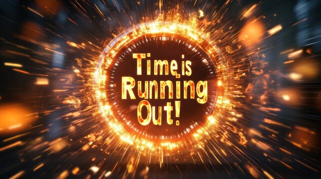 Dynamic exploding clock design with the phrase Time is Running Out in bold text