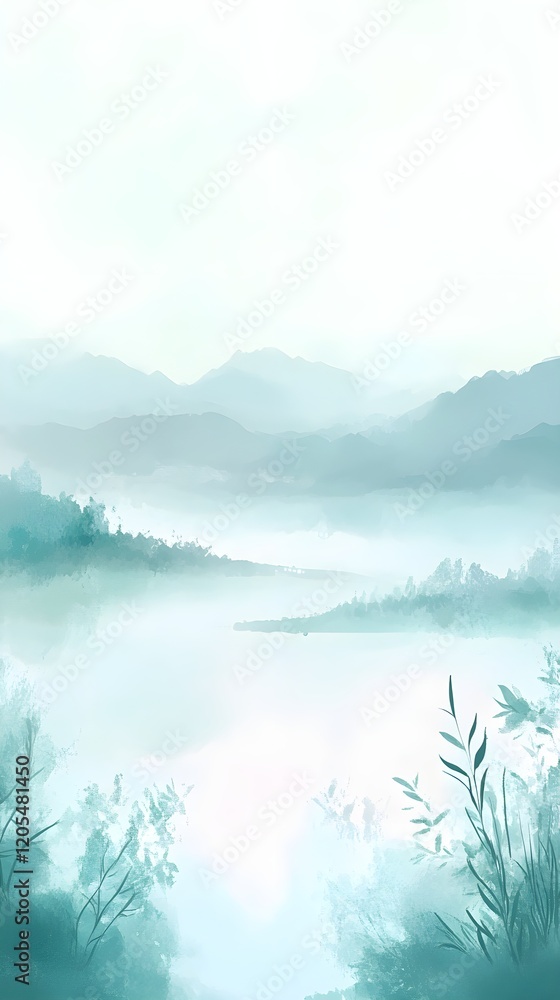 Canvas Prints serene landscape with soft pastel strokes in tranquil setting