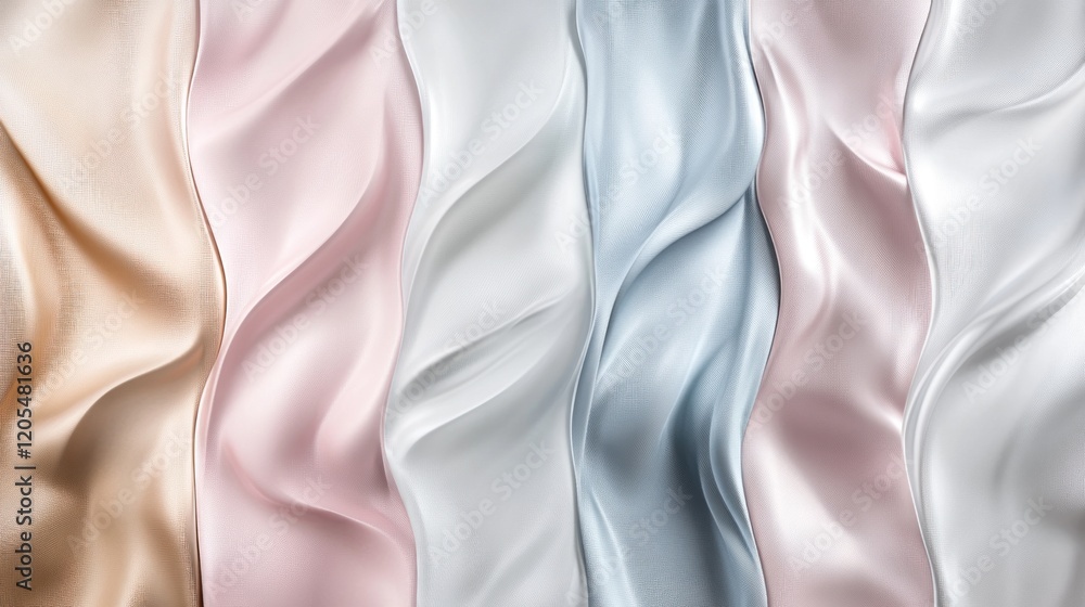 Poster dynamic flowing wave patterns in soft pastel gradient with smooth and silky textures
