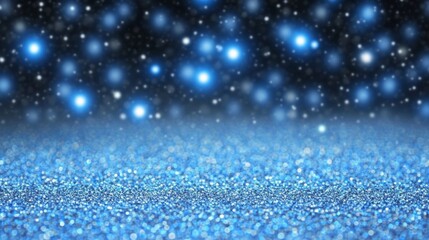 Obraz premium Sparkling Blue Glitter Background with Bokeh Lights