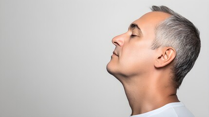 Fototapeta premium Side Profile of a Man with Enhanced Thyroid Features