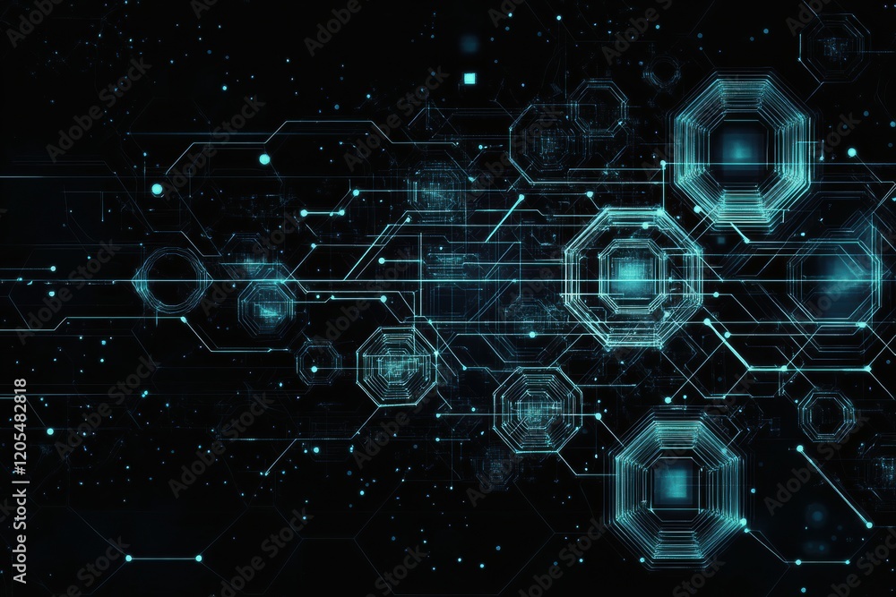 Poster abstract technology background with digital hexagon pattern design