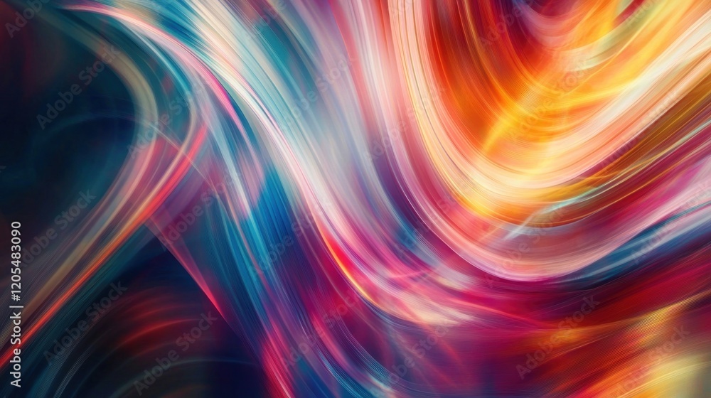 Poster dynamic modern background with intersecting lines, vivid colors, flowing and smooth curves, abstract