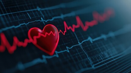 Fototapeta premium A heart is shown on a graph with a red line