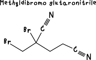 chemical structure of Methyldibromo glutaronitrile illustration on transparency background