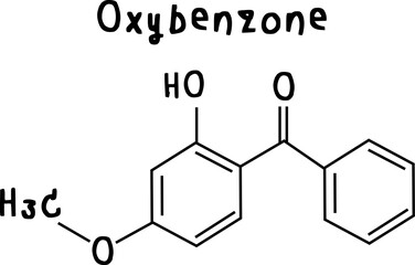 chemical structure of Oxybenzone illustration on transparency background
