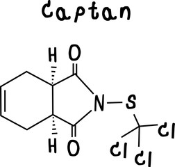 chemical structure of Captan illustration on transparency background