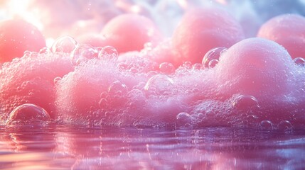 Pink and purple bubbles floating in a dreamy background