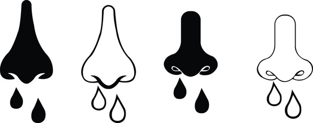 Running nose line icon set.Sneezing, illness, infection. Symptom concept. Symptom concept element..Can be used for topics like flu, allergy, disease, isolated on transparent background.