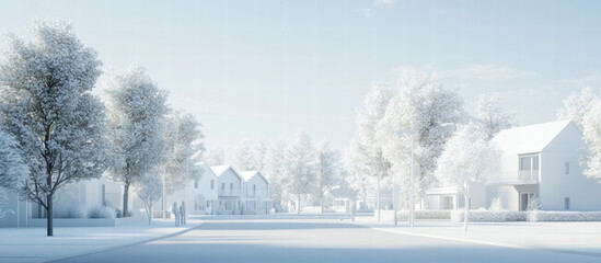 3Dの住宅街の風景の模型