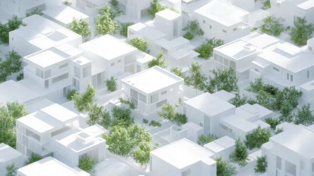 3Dの住宅街の風景の模型