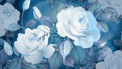 Beautiful roses and garden flowers floral vintage seamless pattern graphic resource