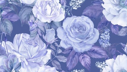 Beautiful roses and garden flowers floral vintage seamless pattern graphic resource