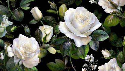 Beautiful roses and garden flowers floral vintage seamless pattern graphic resource